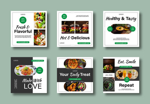 Modern Fresh Food Social Media Post Template for Restaurant