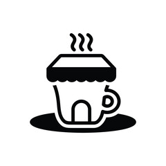 Black solid icon for tea shop