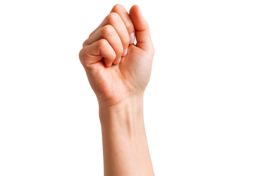 A raised fist symbolizing strength and determination, emphasizing empowerment.