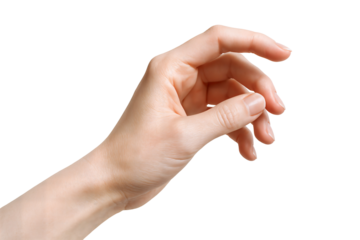 Elegant female hand reaching out gracefully against a clean background.