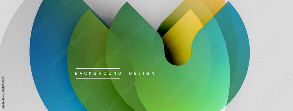 Poster abstract colorful layers create dynamic visual effect. overlapping circles form modern design, gradi