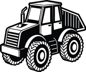 simple large construction vehicle silhouette simplified side view vector set on transparent background
