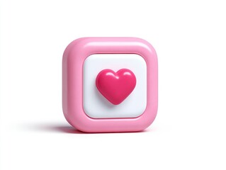 Pink square button with a heart