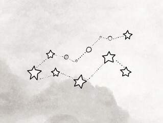 Simple, stylized constellation. Light gray background