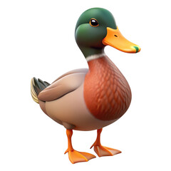 Obraz premium 3d mallard duck realistic render isolated on transparent background