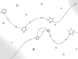 Abstract design with stars and wavy lines. Light gray and white background. Simple, minimalist, and delicate