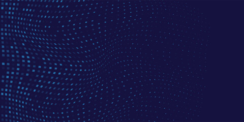 Vector rectangle blue wavy halftone background. Dot pop art sport style simple abstract design