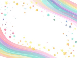 Pastel rainbow waves, star confetti