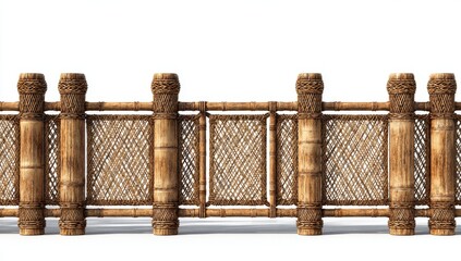 Naklejka premium Horizontal bamboo fence with intricate weaving