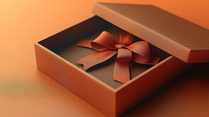 Gift Packaging Promotion Visual: Top View Open Gift Box with Red Ribbon in Left White Space, Solid Background High Resolution Red White Color, Digital Marketing