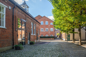 Old buildings and courtyard of the former Wethereds Bewery, Marlow, Buckinghamshire, England