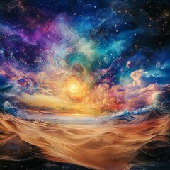 Dreamscape Pulse II A rhythmic pulse of dreamlike energy spreading across an infinite horizon energetic and meditative