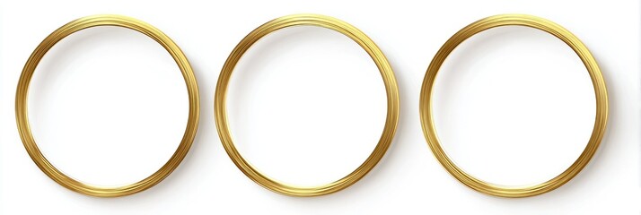 Three gold oval frames against a white background