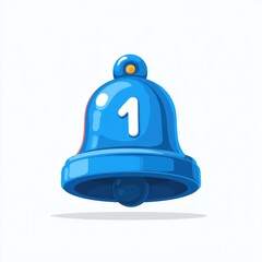 A stylized, cartoonish blue notification bell