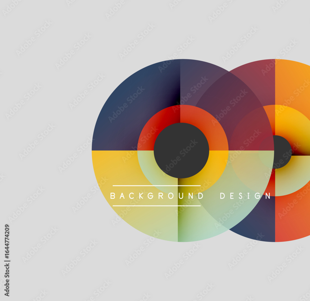 Poster abstract circles overlap, creating vibrant color gradients. modern design element for backgrounds, p