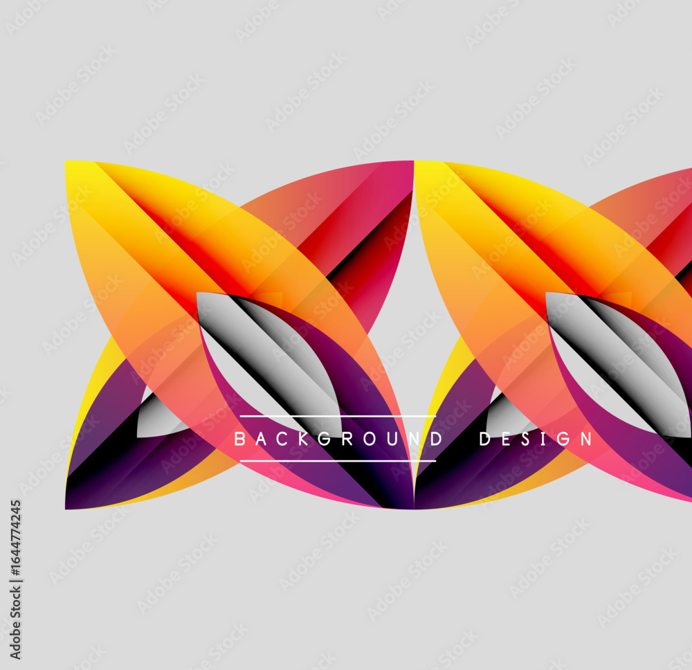Poster abstract colorful design. dynamic shapes create modern visual effect. gradient hues blend smoothly, 