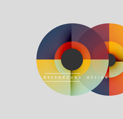 Obraz premium Abstract circles overlap, creating vibrant color gradients. Modern design element for backgrounds, presentations. Simple, clean aesthetic.