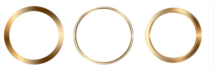 Three gold-toned circular frames