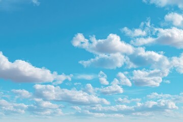 Obraz premium A vast expanse of light blue sky dotted with puffy white cumulus clouds
