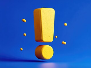 3D yellow exclamation mark on a blue background