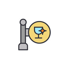 A signpost icon with a yellow circle displaying a shining trophy, symbolizing an award-winning location, a prize-winning event, or a landmark achievement.