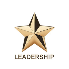 Obraz premium Golden star award with leadership text isolated on transparent background