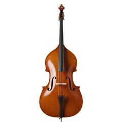 Fototapeta premium A beautiful, polished wooden double bass stands tall, showcasing its classic design. Ideal for music, concert, or jazz themed projects.