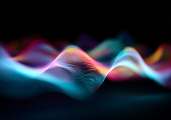Colorful sound waves create mesmerizing patterns in digital art displayed against a dark background