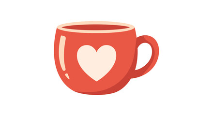 A warm red ceramic mug adorned with a large white heart symbol representing love and affection