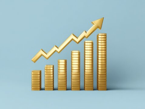 Gold bar graph with upward trend (6)