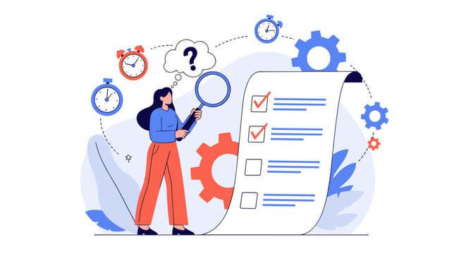 Analyzing and organizing a detailed project checklist with various tasks and time management elements