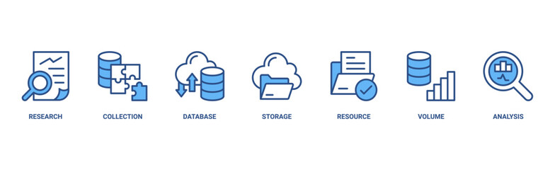 Big data banner web icon vector illustration concept with icon of research, collection, database, storage, resources, volume and analysis 