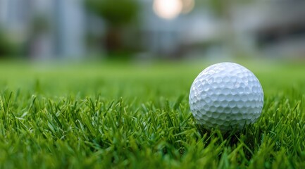 Obraz premium Golf ball on a grassy fairway