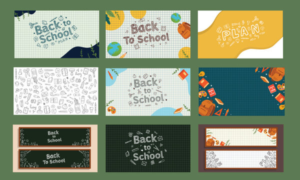 Creative back to school banner set with colorful designs perfect for education promotional materials