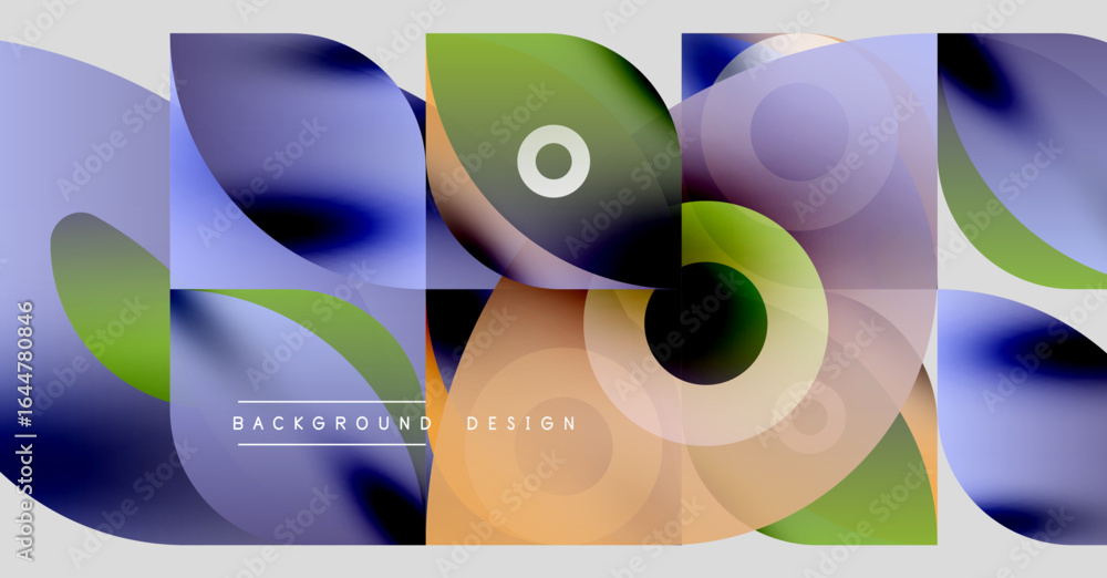 Aufkleber abstract geometric shapes overlap, creating vibrant color gradients. design features circles, square