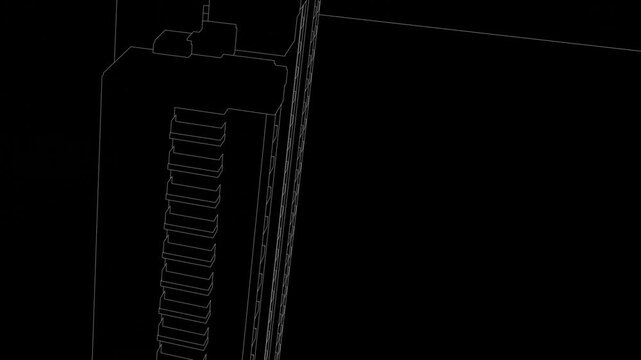 Animation of a Generic Apartment Building Complex, seamless looped animation, linework, 3d animation