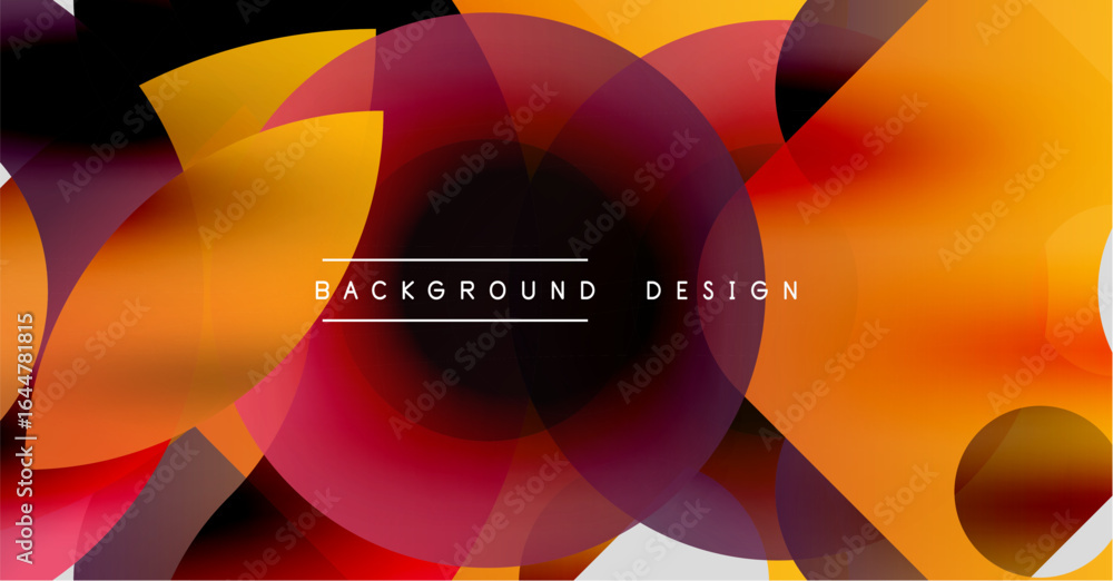 Aufkleber abstract geometric shapes overlap, creating vibrant orange, red gradients. central text reads backgr
