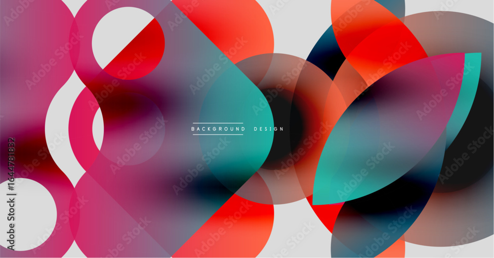 Poster abstract colorful shapes overlap. modern design features vibrant hues, smooth gradients, dynamic com