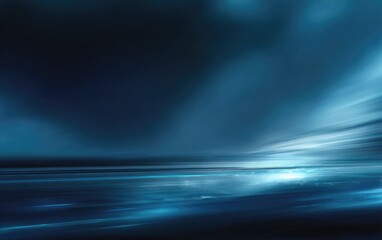 Dark teal abstract landscape, soft focus, clouds, horizon