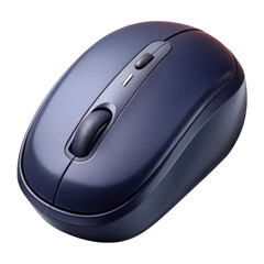 3d wireless computer mouse with ergonomic design isolated on transparent background