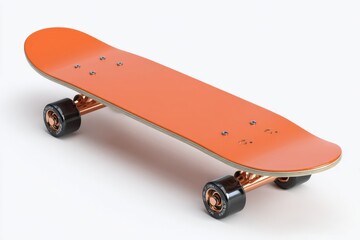 Orange skateboard angled on white background