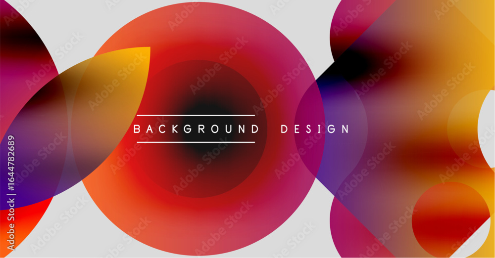 Poster abstract colorful circles overlap. gradient hues create dynamic visual effect. modern design element