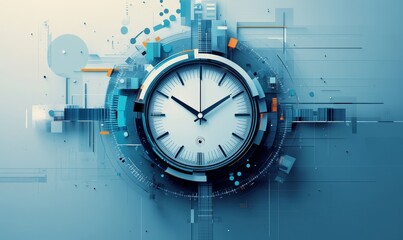 Stylized clock merged with abstract shapes, symbolizing time management, deadlines, and efficient scheduling, representing the integration of planning and productivity in daily life, Generative AI