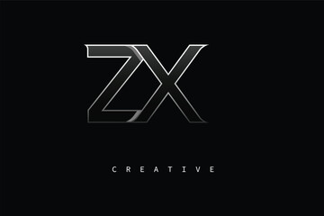 ZX Luxury Minimalist Letter Logo &ndash; Modern Metallic Design for Premium Branding & Creative Identity