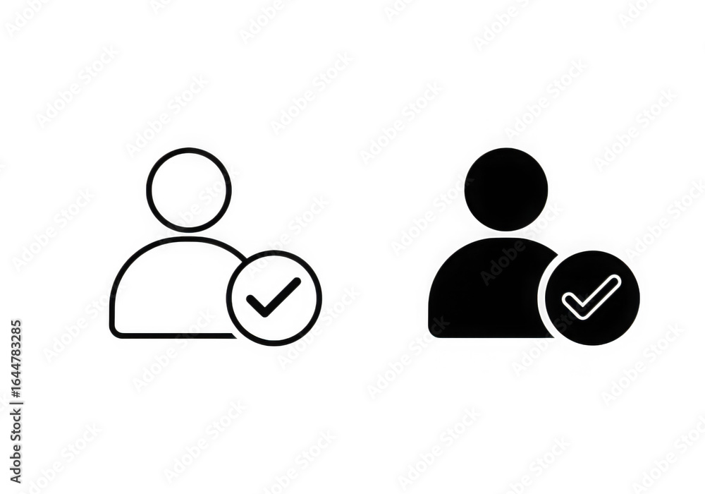 Poster user profile icon with check mark, isolated on transparent background