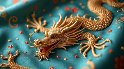 Obraz premium Golden Dragon Art Decorative Pattern