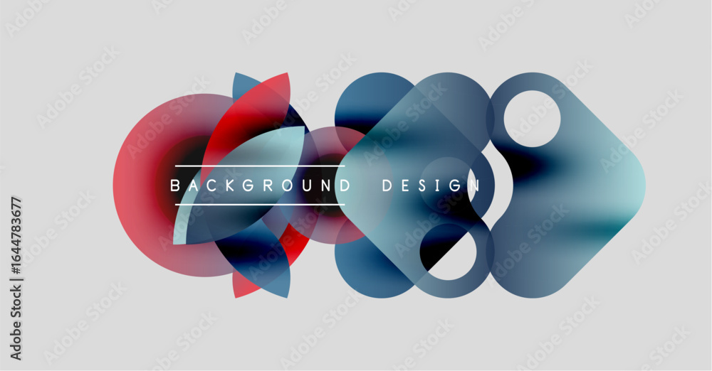 Poster abstract shapes overlap, creating vibrant color blends. modern design elements suggest dynamic visua