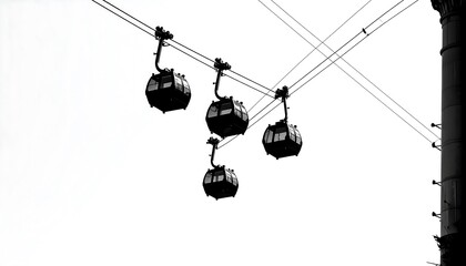 Obraz premium Aerial cable cars against a white sky