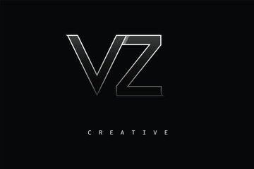 VZ Luxury Minimalist Letter Logo – Modern Metallic Design for Premium Branding & Creative Identity
