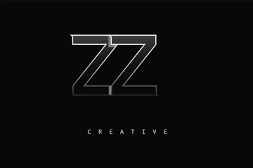 Fototapeta premium ZZ Luxury Minimalist Letter Logo – Modern Metallic Design for Premium Branding & Creative Identity